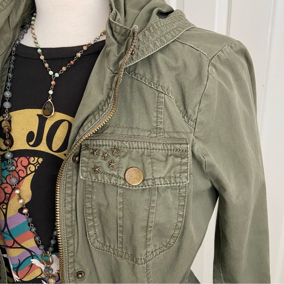 Cargo Utility Hoodie Jacket, Military Vibe, Adjustable Gathered Waist - Picture 2 of 14